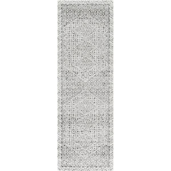 Home Decorators Collection Mozaik Tribal Light Gray 2 ft. x 6 ft. Runner Rug