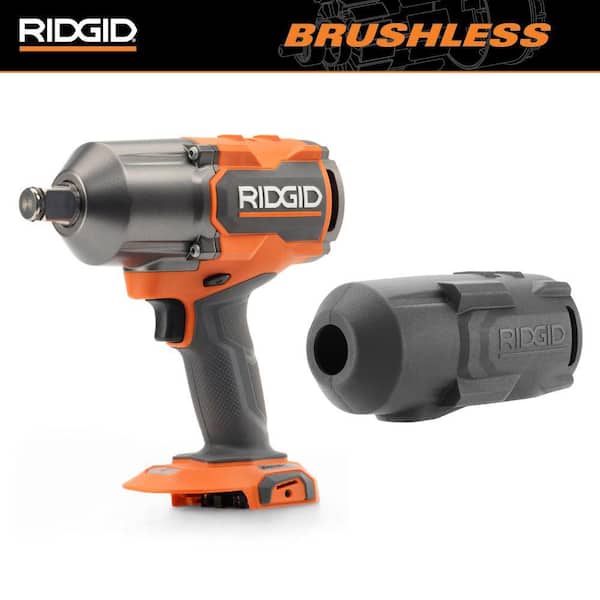 RIDGID 18V Brushless Cordless 3/4 in. High Torque Impact Wrench (Tool Only) with Protective Boot