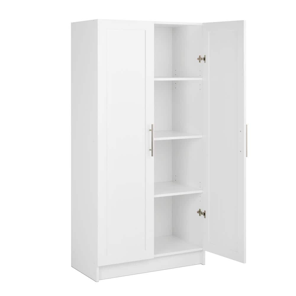 White Tall Utility Storage Cabinet with Adjustable Shelves