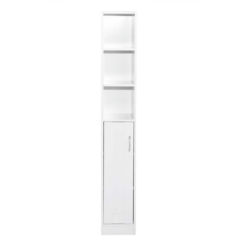 9.9 in. W x 9.9 in. D x 63 in. H White Linen Cabinet with 6 Shelves and 1 D