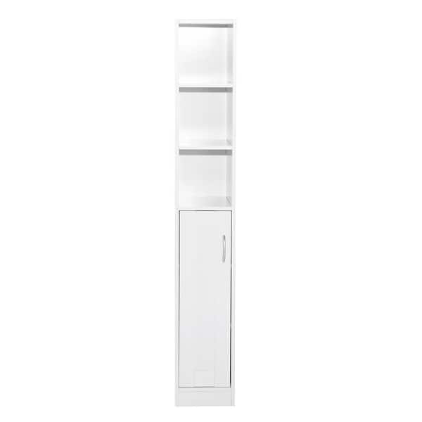 Unbranded 9.9 in. W x 9.9 in. D x 63 in. H White Linen Cabinet with 6 Shelves and 1 Door