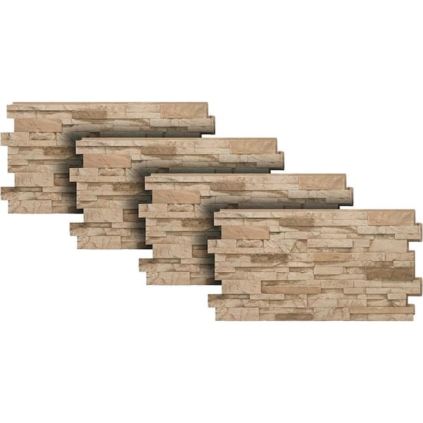 Stacked Stone 24 in. x 48 in. Desert Tan Faux Stone Siding Panel 4-Pack