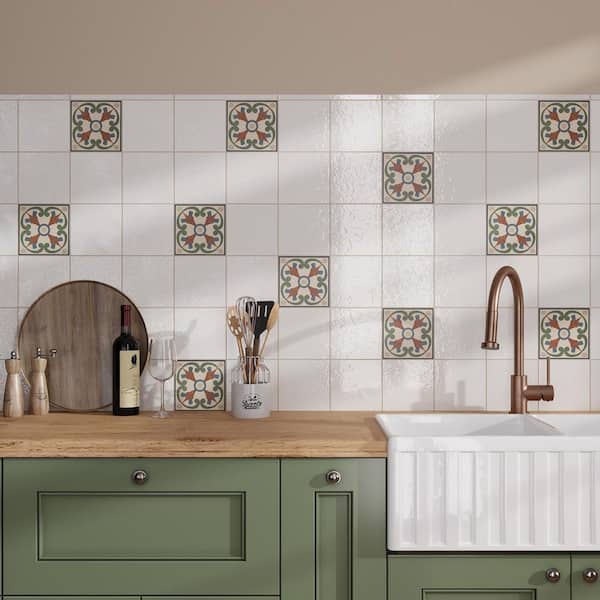 Terralis 6 in. x 6 in. Matte Terracotta Blue, Green Porcelain Square Wall and Floor Tile Sample