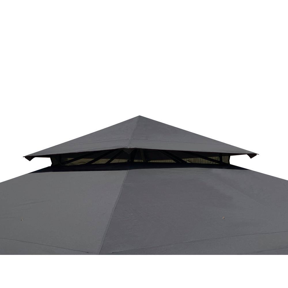 Gray 11 ft Replacement Canopy for Bamboo Steel Gazebo
