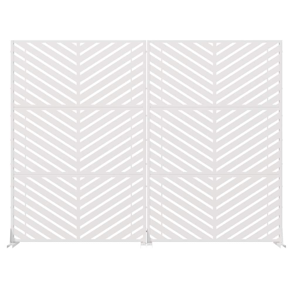 72 in. H x 47 in. W Outdoor White Galvanized Steel Decorative Garden Fence Privacy Screen (2-Pack) price history on PriceWatchPro