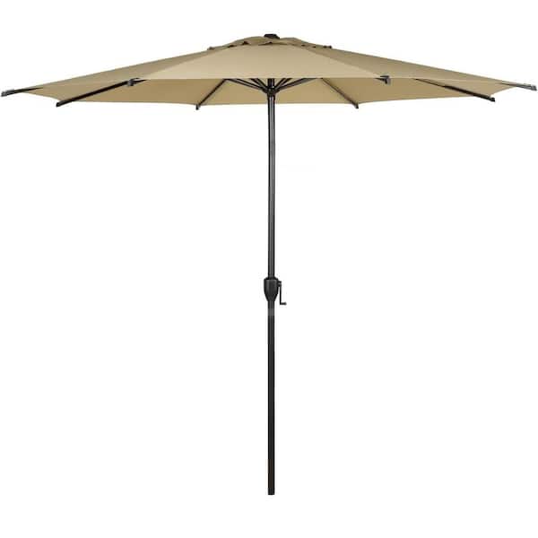 Unbranded 9 ft. Steel Market Tilt Patio Umbrella in Tan