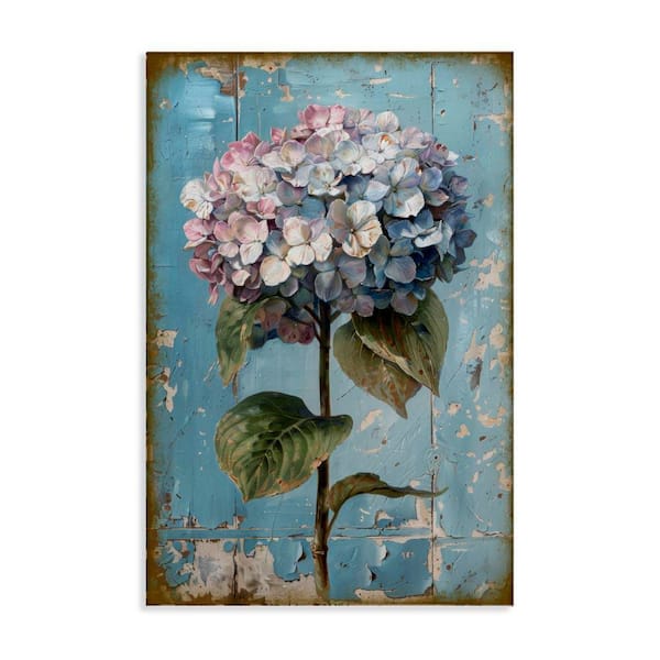 Stupell Industries Hydrangea on Distressed by LSR Design Studio Unframed Nature Graphic Art Print 36 in. x 24 in.