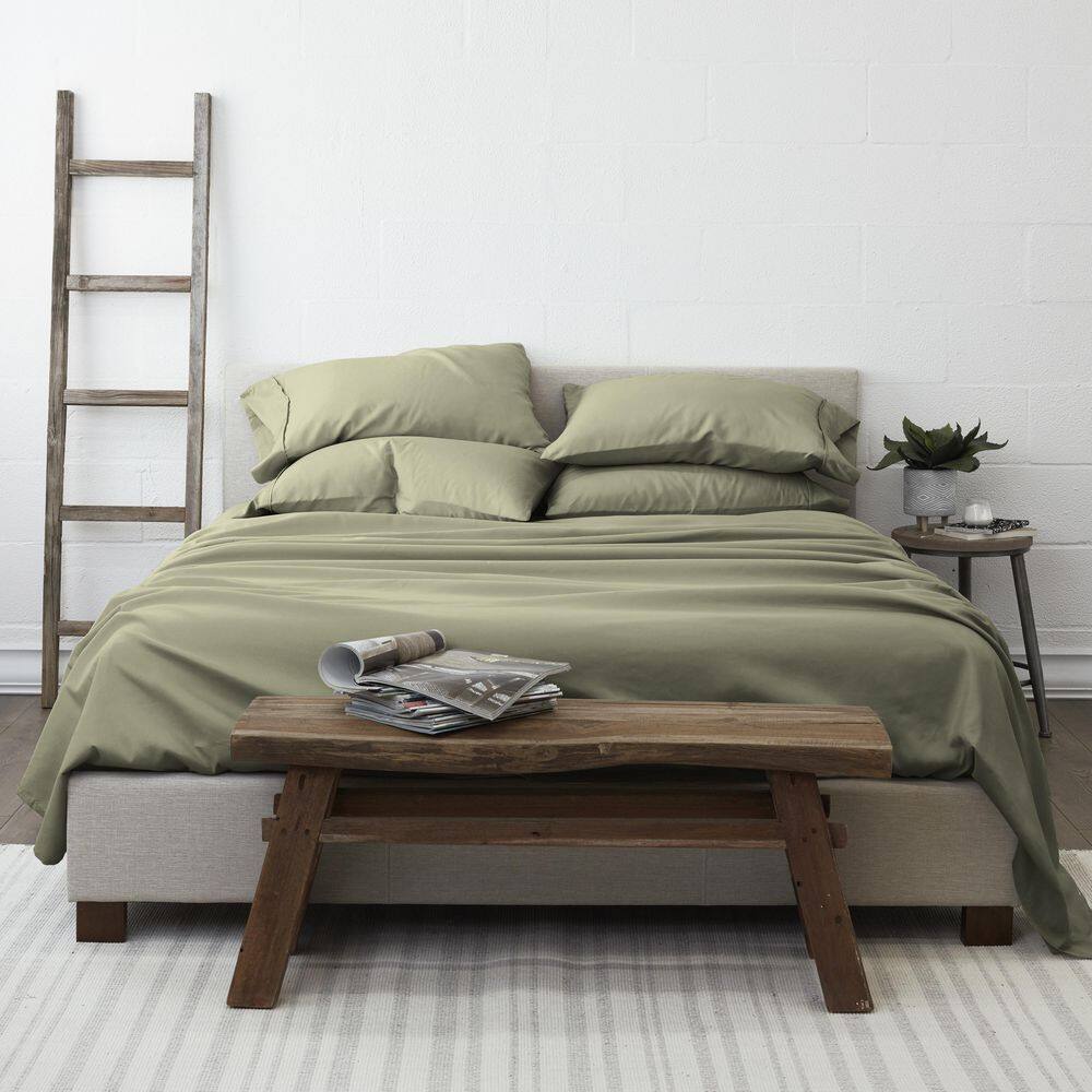 Sage Solid California King Microfiber Bed Sheet Set