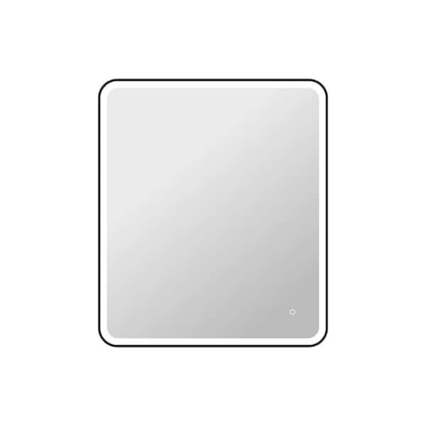 36 in. W x 42 in. H Rectangle Framed LED Wall Mirror in Black