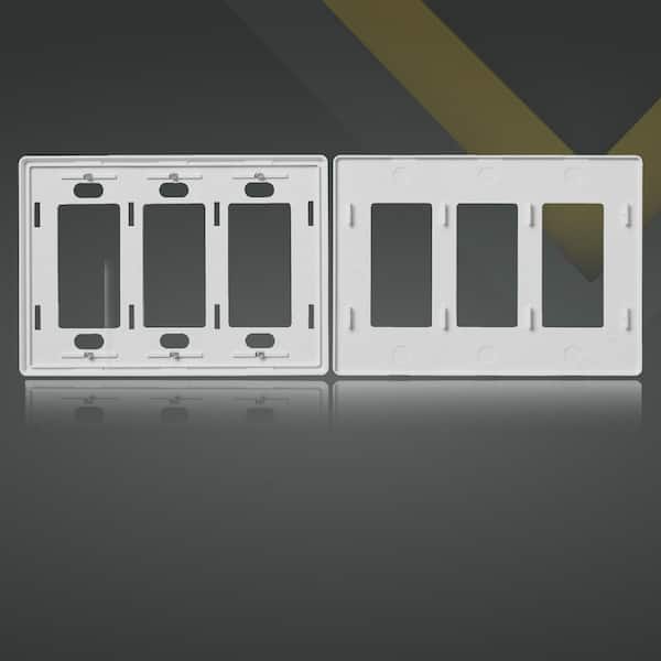 3-Gang Decorator Screwless Wall Plate, GFCI Outlet/Rocker Light Switch Cover, White (50-Pack)