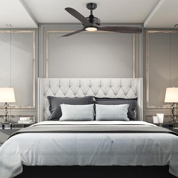 Bayshire 52 in. LED Indoor/Outdoor Matte Black Ceiling Fan with Remote Control and White Color Changing Light Kit
