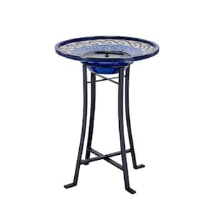 Ravenna Blue Mosaic intelliSOLAR Ceramic Birdbath with Remote