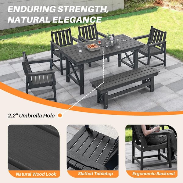 CikaCika HDPE 6-Piece Plastic Standard Height Outdoor Dining Set