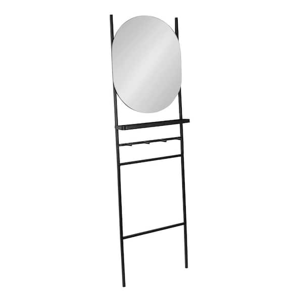 Kate and Laurel Noka 66.50 in. H x 17.80 in. W Irregular Metal Framed Black Mirror