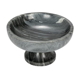 8 in. 20 fl. oz. Gray Marble Footed Pedestal Serving Bowl