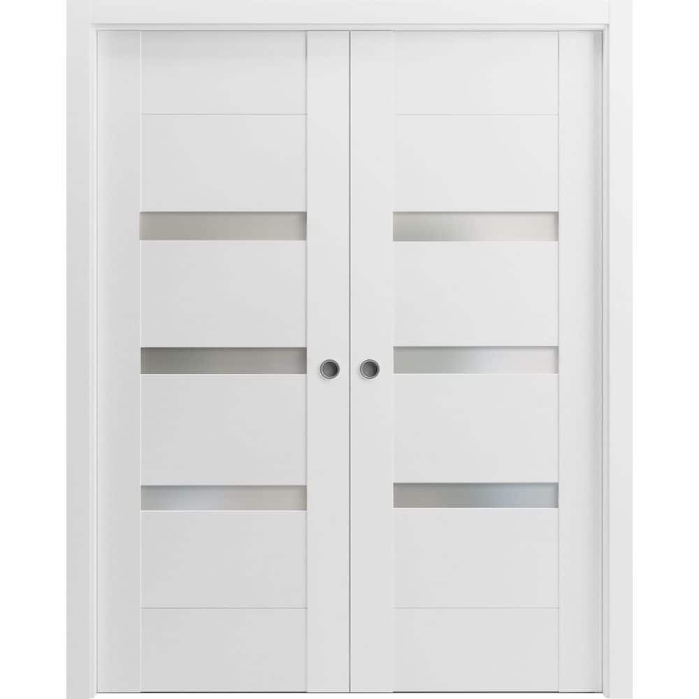 Assemble Required 48 in. x 96 in. 2-Panel White Finished MDF Sliding Door with Hardware price history on PriceWatchPro