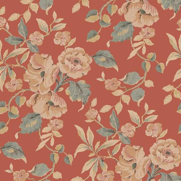 Laura Ashley Alyworth Trail Terracotta Multi-Colored Wallpaper Sample