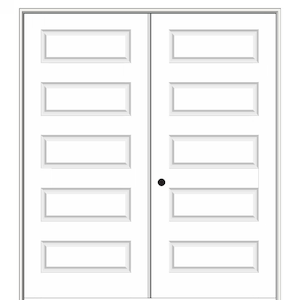 60 in. x 80 in. Smooth Rockport Right-Hand Active Solid Core Primed Molded Composite Double Prehung Interior Door