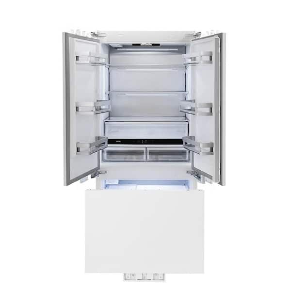 Autograph Edition 36 in. 3-Door Panel Ready French Door Refrigerator w/ Ice, Water Dispenser, Champagne Bronze Handle