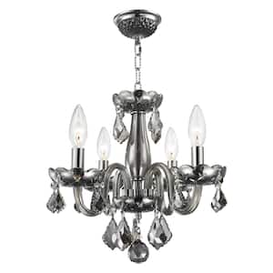 Clarion Collection 4-Light Polished Chrome Smoke Crystal Chandelier