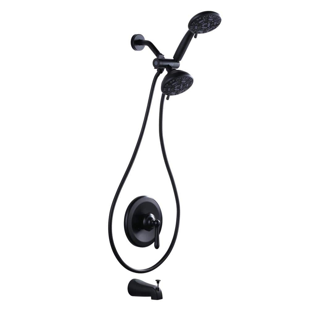 Single Handle 7-Spray Patterns Tub and Shower Faucet 1.8 GPM with Handheld Shower in Black (Valve Included) price history on PriceWatchPro