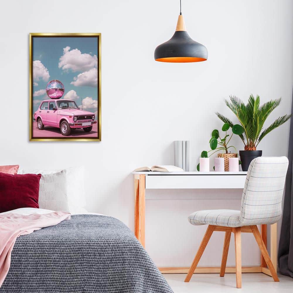 Disco Ball Car and Clouds by LSR Design Studio Gold Floater Frame Travel Graphic Art Print 31 in. x 21 in. price history on PriceWatchPro