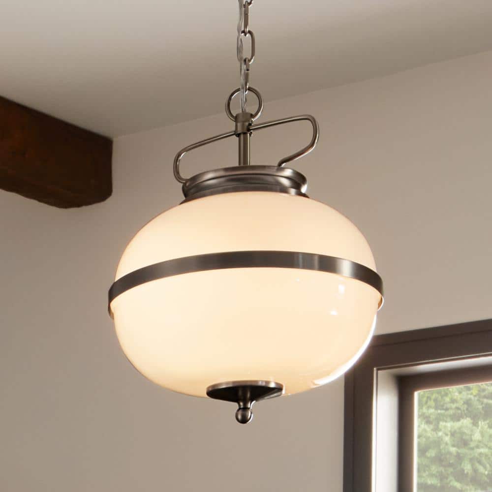 Opal 2-Light Classic Pewter Vintage Globe Kitchen Pendant Hanging Light with Opal Glass price history on PriceWatchPro