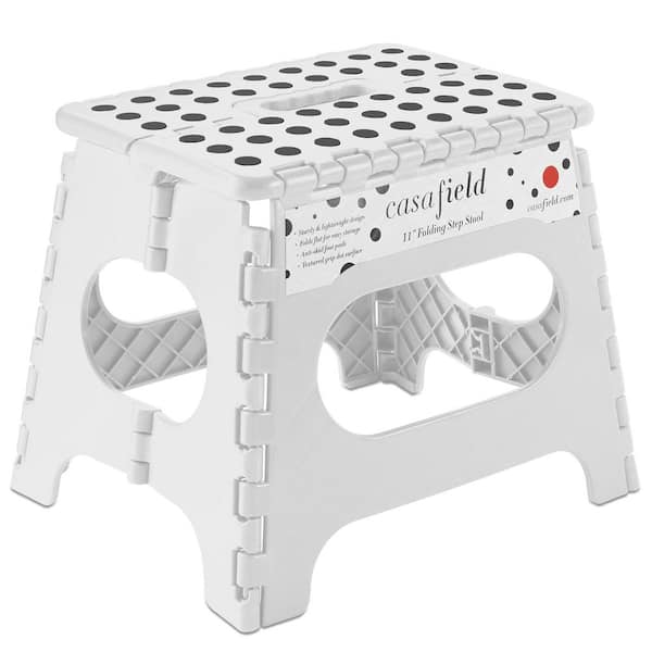 Casafield 1-Step 11 in. White Plastic Step Stool, (1.92 ft. Reach Height) 300 lb. Load Capacity