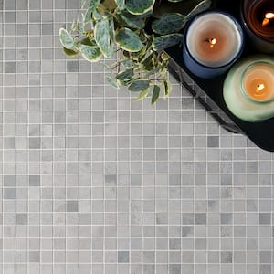Hempstead Silver 11.81 in. x 11.81 in. Square Matte Porcelain Mosaic Tile (0.97 sq. ft./Sheet)