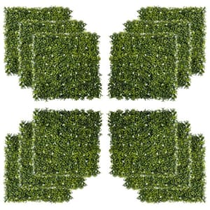 20 in. x 20 in. Artificial Milan Grass Flower Wall Panel, Fence Covering Backdrop Indoor/Outdoor Wall Decor (12-Pieces)