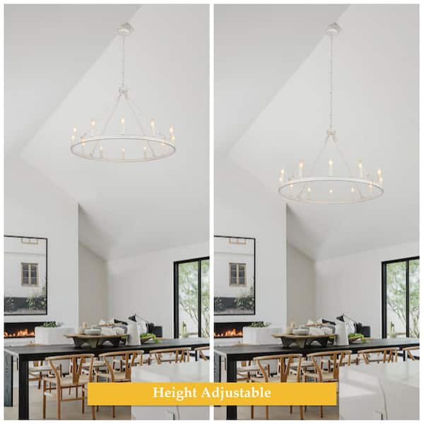 LWYTJO Dineen 12-Light 38 in. W Distressed White Candle Style