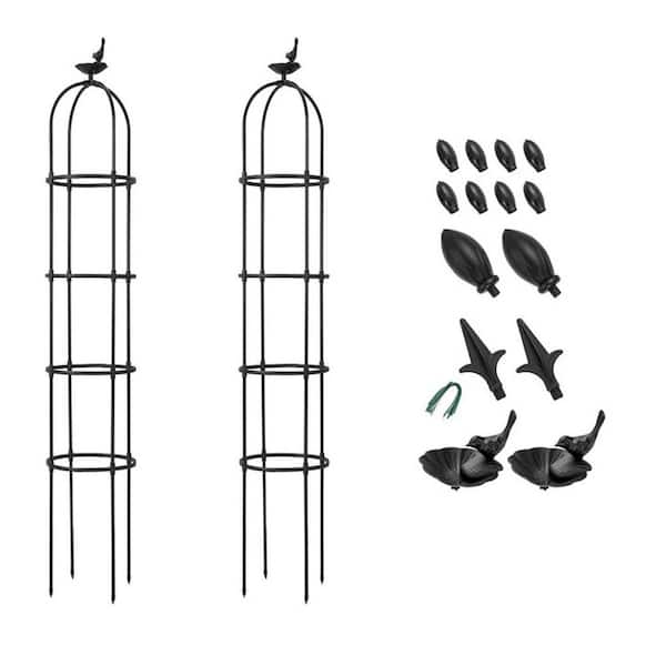 69 in. PE-Coated Metal Garden Obelisk Trellis Style Trellis for Climbing Plants and Outdoor Decor, 2-Packs