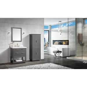 Allie 24 in. W x 16 in. D x 65 in. H Floor Cabinet in. Twilight Gray Finish with Gold Trim