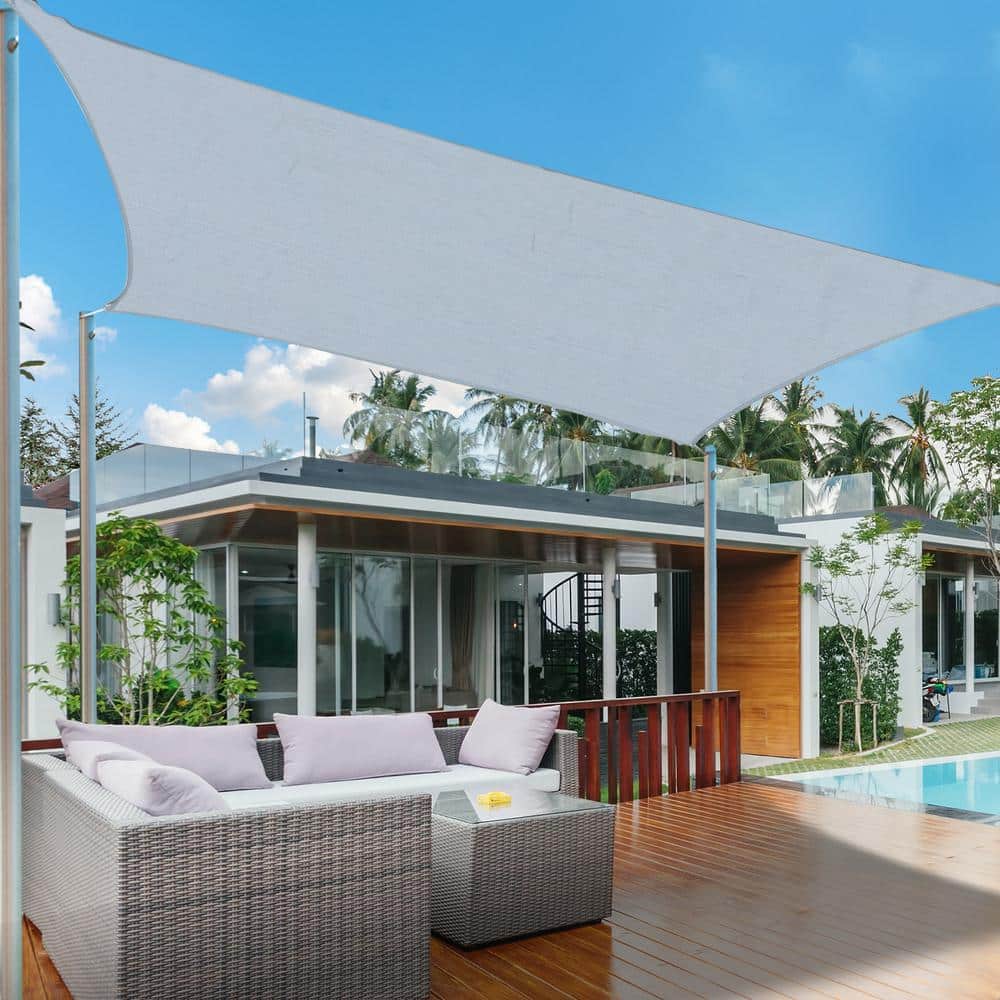 Grey 20' x 13' High-Density Polyethylene Outdoor Sun Shade Sail