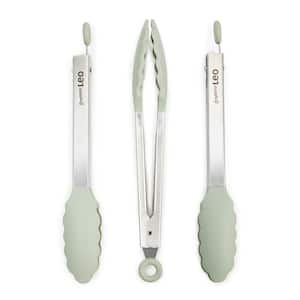 Balance 10.5 in. 3-Piece Nonstick Silicone Serving Tong Set, Sage