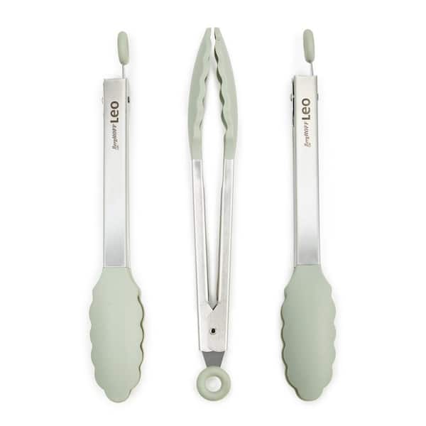 BergHOFF Balance 10.5 in. 3-Piece Nonstick Silicone Serving Tong Set, Sage