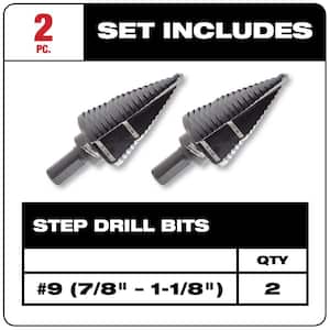 #9 x 7/8 in. and 1-1/8 in. Black Oxide Step Drill Bit (2-Pack)