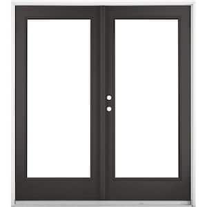 72 in. x 80 in. Black Right-Hand Inswing Fiberglass Full Lite LOE Glass Hinged Patio Door