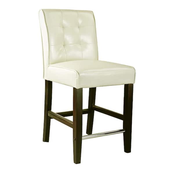 Cream White Bonded Leather Bar Stool, Leather Counter Height Stools