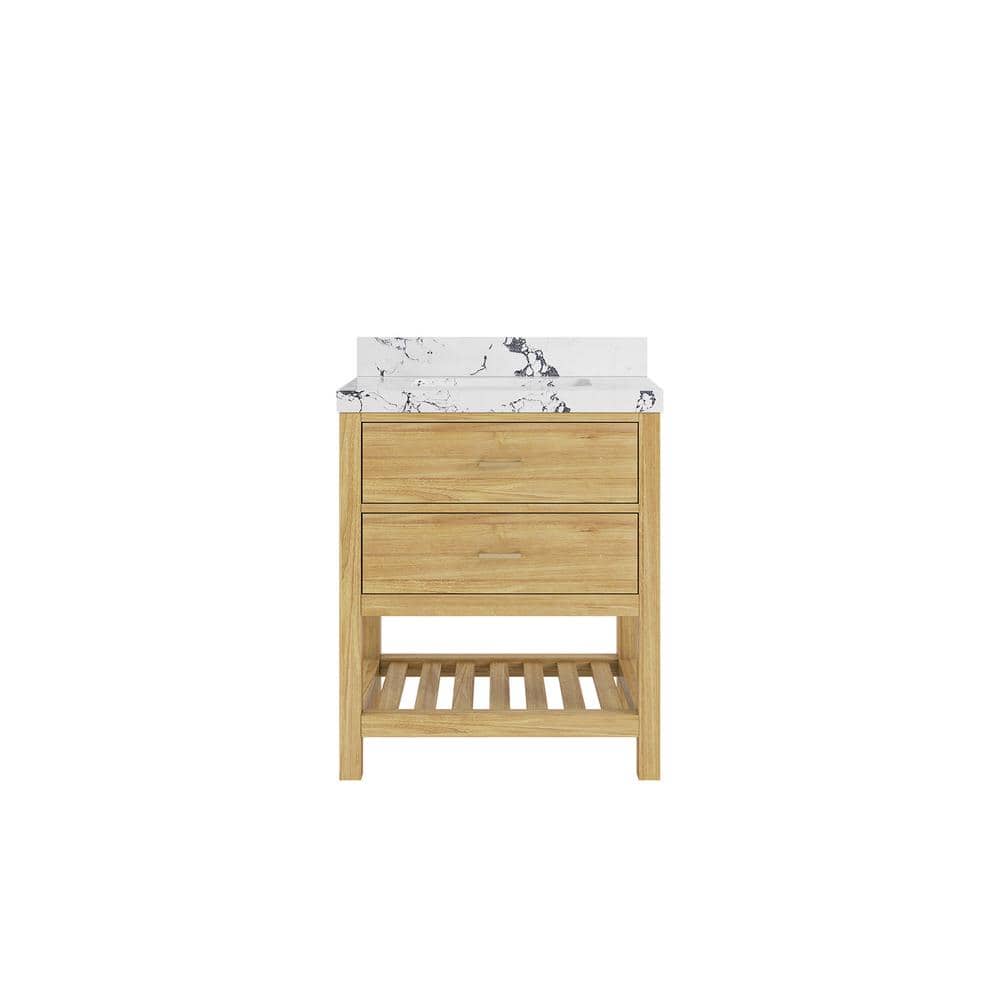 Parker Teak 30 in. Single Sink Freestanding Light Natural Bath Vanity with Viola Night Quartz Top Unassembled price history on PriceWatchPro
