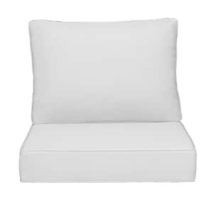 Outdoor Chair Cushions 2-Piece 23x25+20x23In.Deep Seat and Clasped Cushion Set for Patio Furniture in White