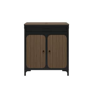 30 in. W x 18.9 in. D x 32 in. H Single Sink Freestanding Bath Vanity with Top in Black and Brown