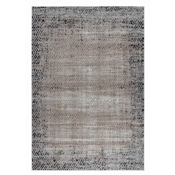 Sakarya Collection Brown Black 7 ft. x 10 ft. Abstract Geometric Indoor Area Rug