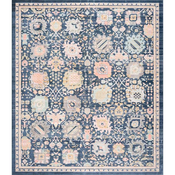 Tayse Rugs Crestwood Navy 8 ft. x 10 ft. Oriental Indoor Area Rug