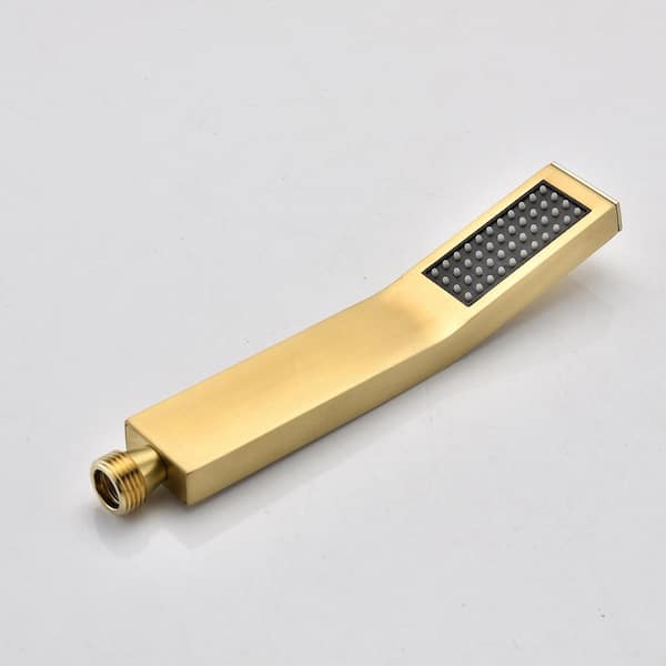 1-Spray Patterns 16 in. Ceiling Mount Dual Fixed and Handheld Shower Head 1.8 GPM in Brushed Gold