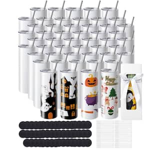 50-Pack 20 Oz Skinny Straight Sublimation Tumblers, Stainless Steel Double Wall Cups for Heat Transfer, Customized Gift