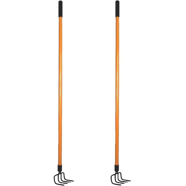 Ashman Online 52 in. Handle Length, Fiberglass Rubber Grip Handle, Sturdy Hand Tiller/Cultivator Rake (2-Pack)