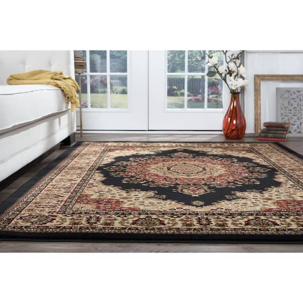 Sensation Black 9 ft. x 12 ft. Traditional Area Rug