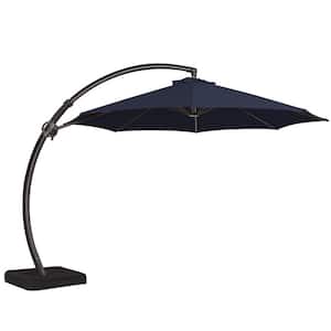 11 ft. Outdoor Cantilever Offset Umbrella Patio Umbrella with Sandbag and Cover in Navy