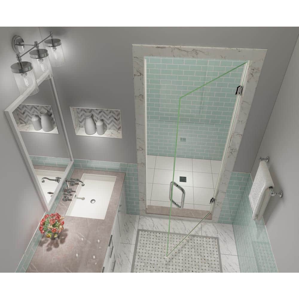 Kinkade XL 80" High Frameless Hinged Shower Door in Chrome